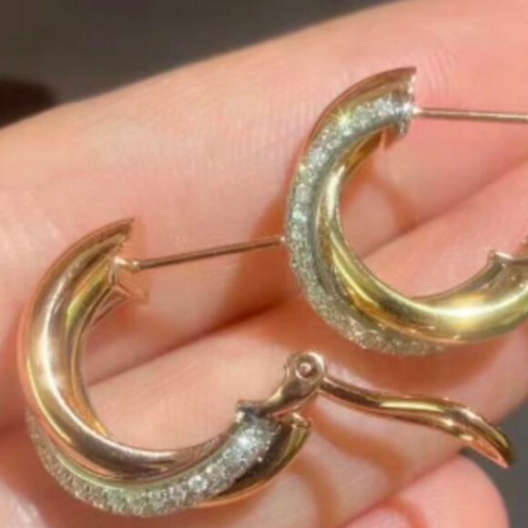 1pair Cartier all Color Gold Include Family Circles Hoop Earrings Mother’s Day - Picture 15 of 16